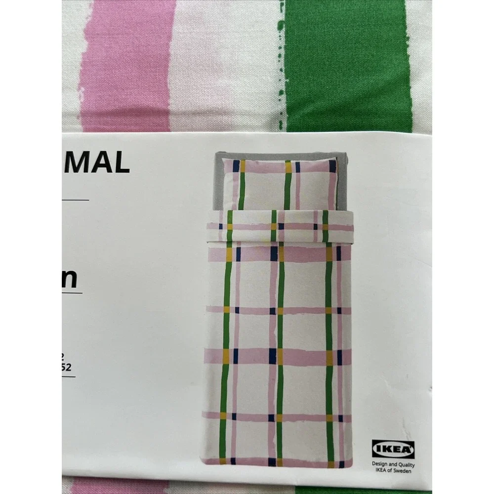 New IKEA SYRABLADMAL Twin Duvet Cover Set with Pillowcase Multicolor/Check